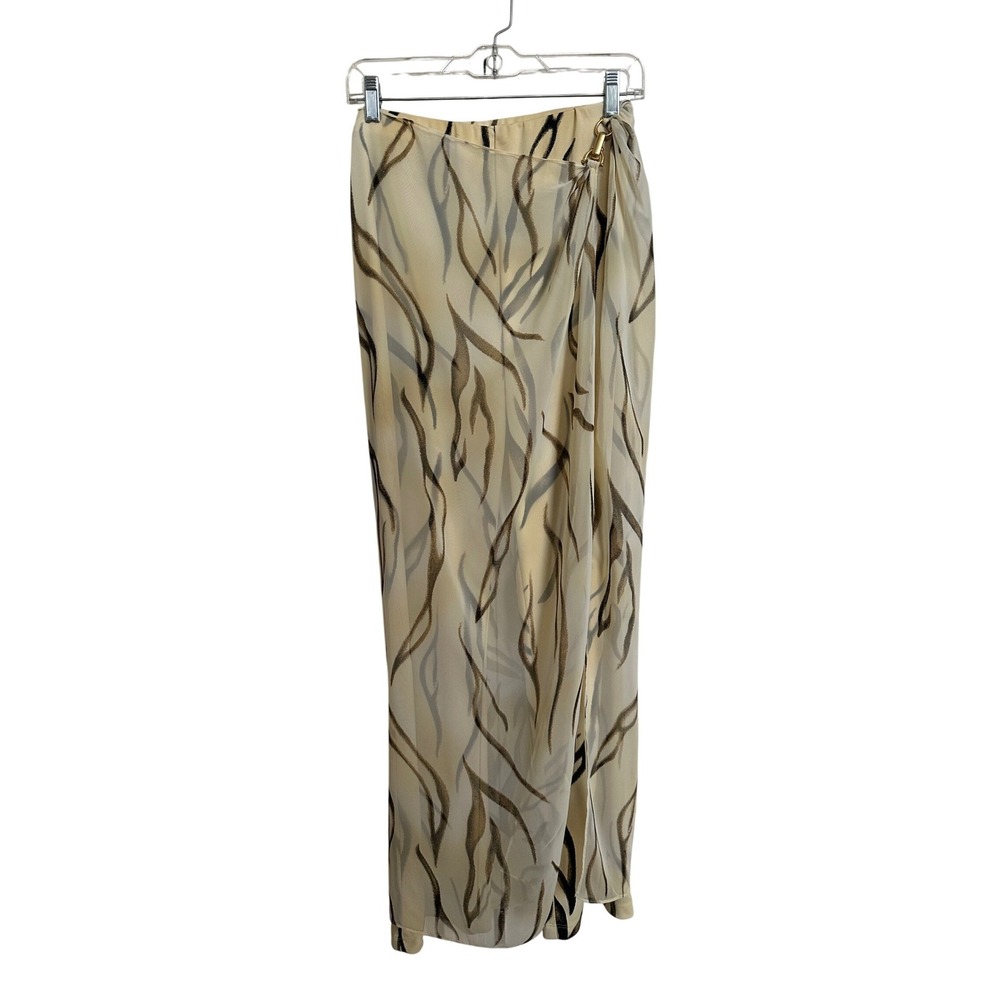 Cache Vintage Zebra Print Overlay Straight Leg Pants Skirt 27" Elastic Waist S